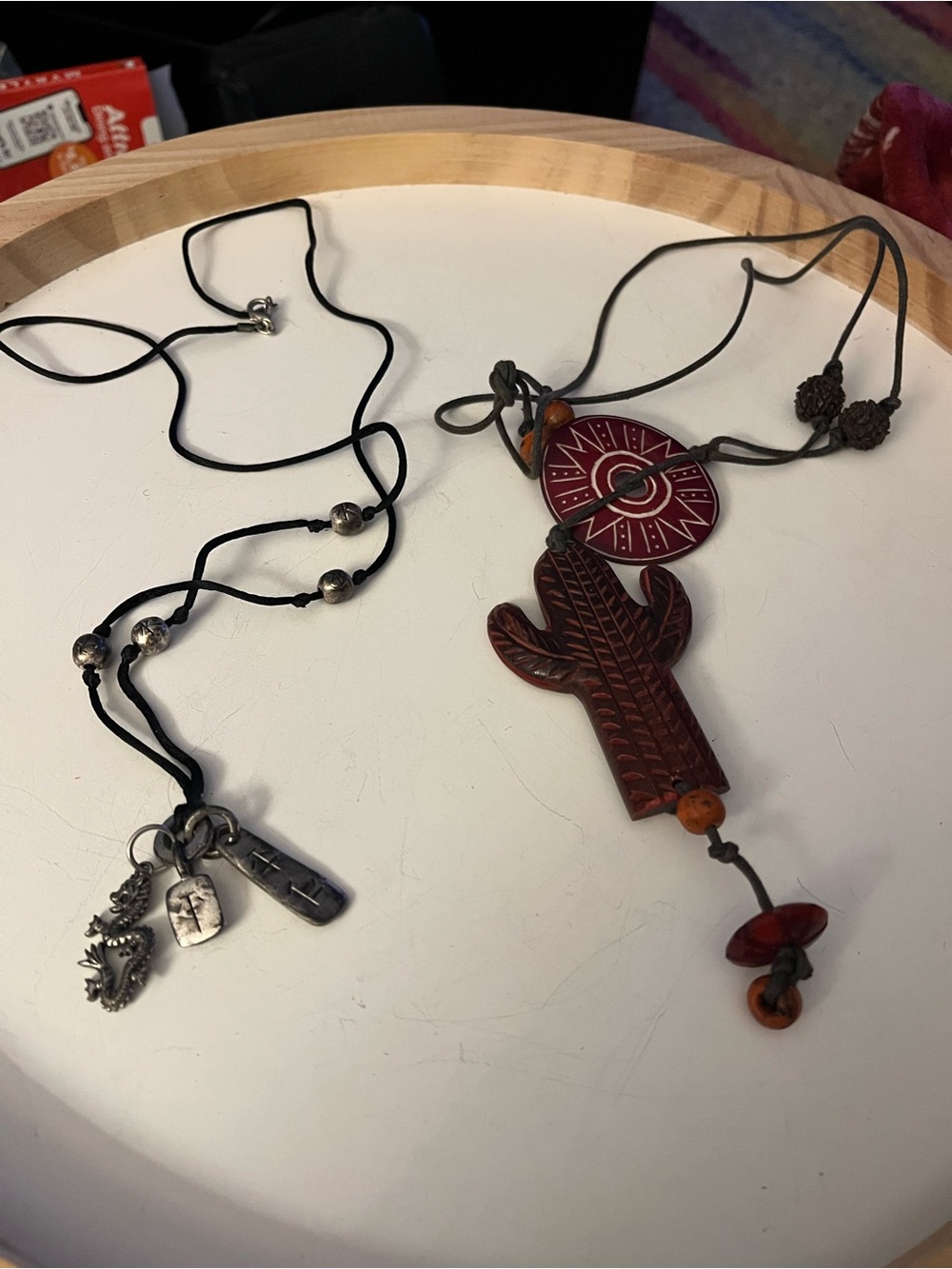 Source Unknown Brown Red Cactus Pendant Necklace